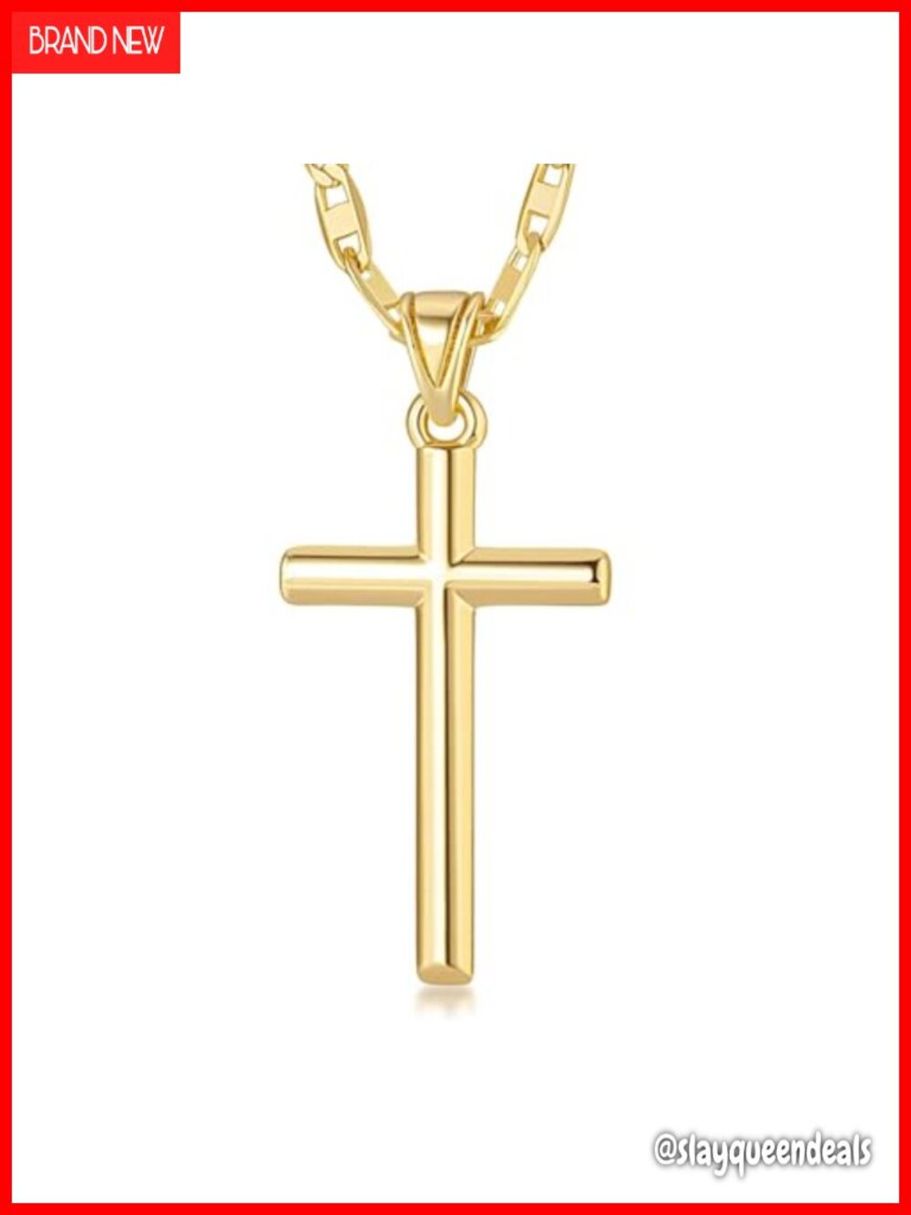 14K Gold Plated Cross Necklace for Women 19 Inch Pendant Necklace